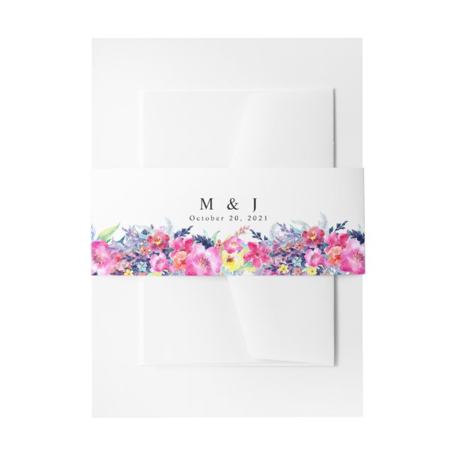 Bandeau De Faire-part Mariage floral rose et jaune chaud (Devant example)