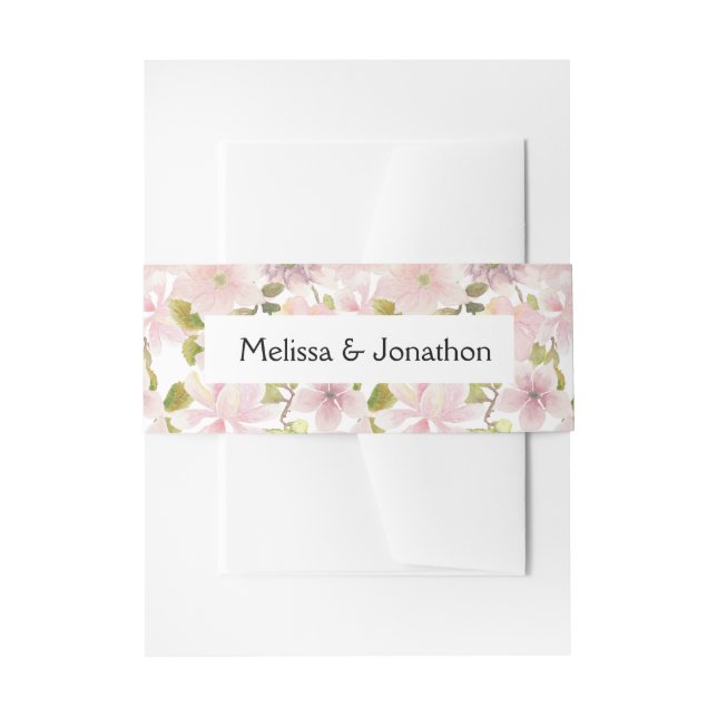 Bandeau De Faire-part Mariage floral rose Magnolia (Devant example)