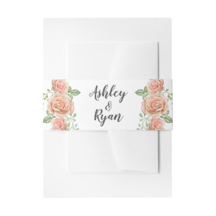 Bandeau De Faire-part Mariage floral rose pâle