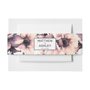 Bandeau De Faire-part Mariage Floral Rose Pâle Moderne Élégant