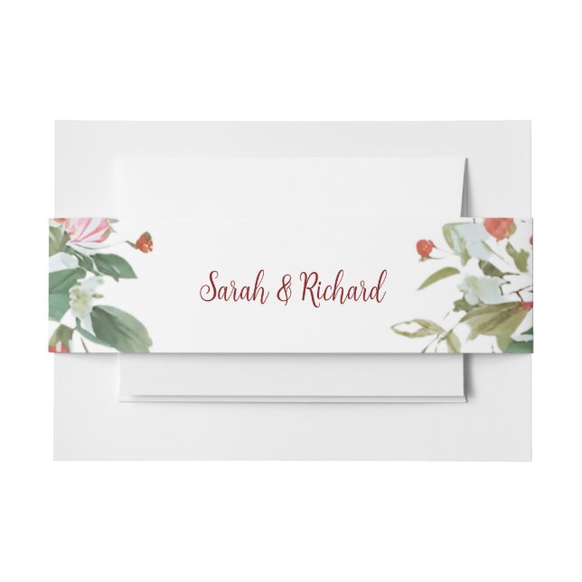 Bandeau De Faire-part Mariage floral rose vif (Devant Example)