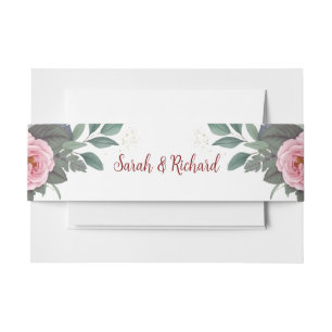 Bandeau De Faire-part Mariage Floral Rouge à Lèvres