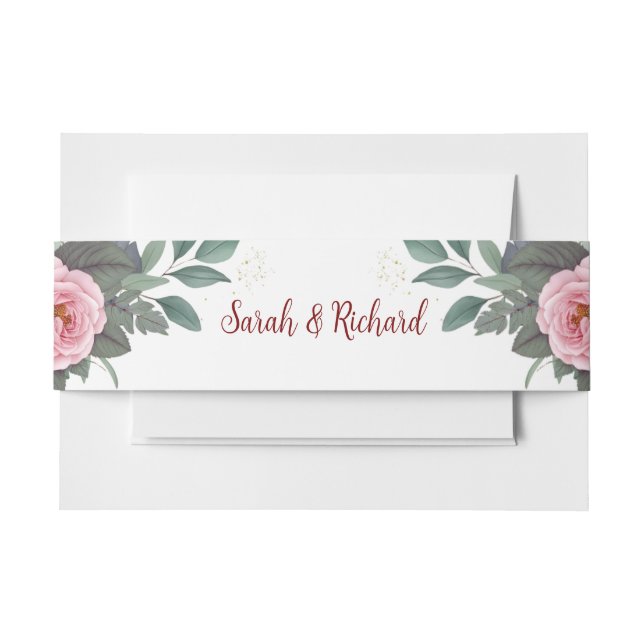 Bandeau De Faire-part Mariage Floral Rouge à Lèvres (Devant Example)