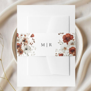 Bandeau De Faire-part Mariage Floral Rustique Rouge et Blanc