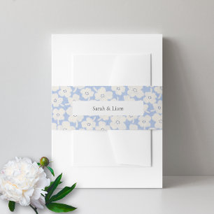 Bandeau De Faire-part Mariage Floral tendance bleu & blanc Nom personnal
