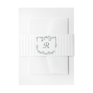 Bandeau De Faire-part Mariage Floral Vintage Français Rayures Émeraude