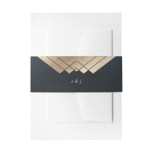 Bandeau De Faire-part Mariage Géométrique Dark Navy Gold Gatsby