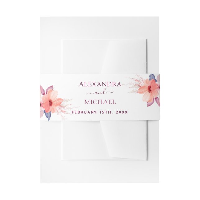 Bandeau De Faire-part Mariage géométrique de l'aquarelle florale de Bour (Devant example)