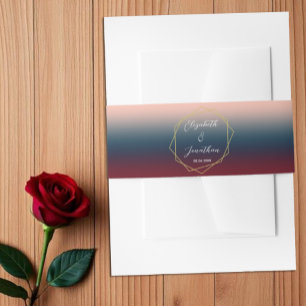 Bandeau De Faire-part Mariage Géométrique Ombré Bourgogne Navy Blush