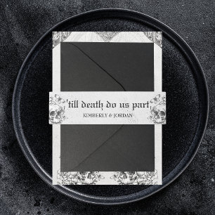 Bandeau De Faire-part Mariage gothique Crânes floraux Jusqu'à la mort Fa