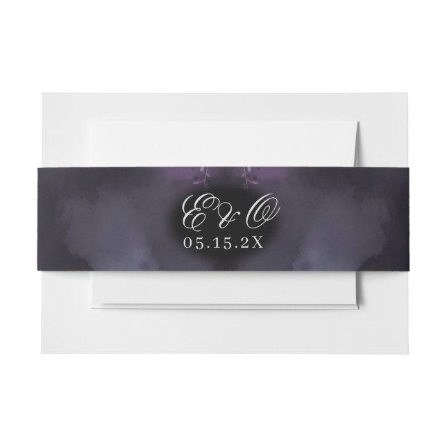 Bandeau De Faire-part Mariage gothique Moody violet rouge rose (Devant Example)
