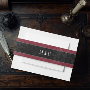 Bandeau De Faire-part Mariage gothique noir corbeau vin foncé à jamais