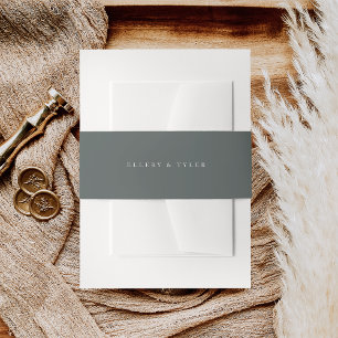 Bandeau De Faire-part Mariage gris ardoise-vert et blanc