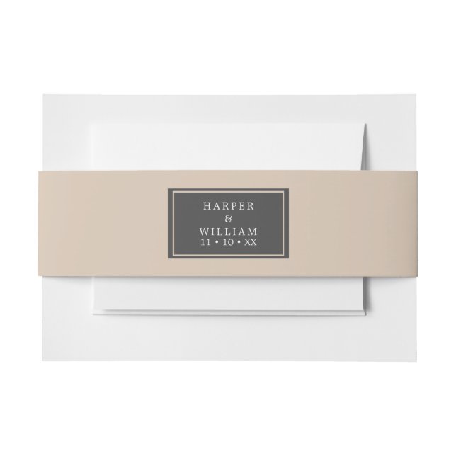 Bandeau De Faire-part mariage gris pêche (Devant Example)