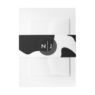 Bandeau De Faire-part Mariage Impression Taches de Vache Noir & Blanc