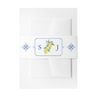 Bandeau De Faire-part Mariage italien Carreaux Bleus & Citrons 