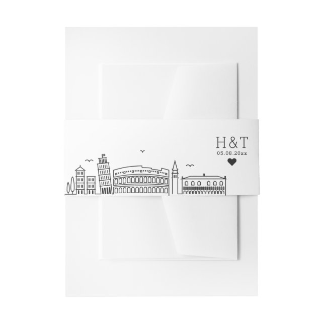 Bandeau De Faire-part Mariage italien | Monogramme stylisé Skyline (Devant example)
