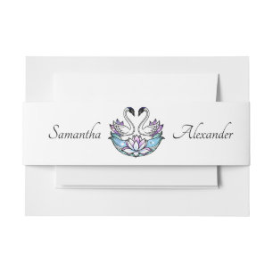 Bandeau De Faire-part Mariage Lys d'eau en verre de verre blanc Swans