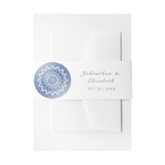Bandeau De Faire-part Mariage Mandala Bleu Dentelle (Devant example)