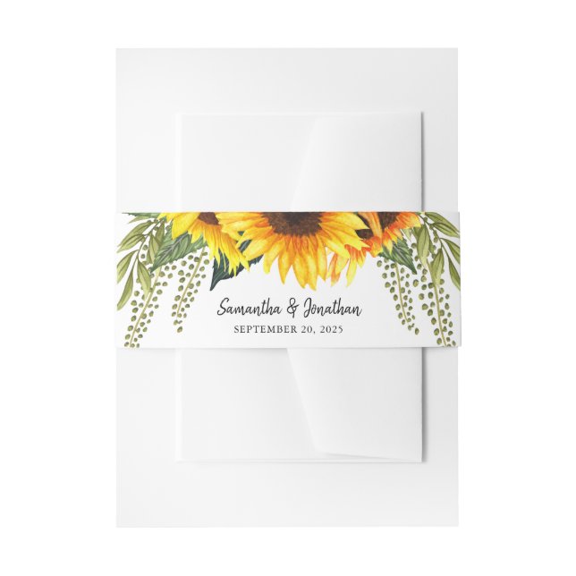 Bandeau De Faire-part Mariage manuscrit des tournesols d'automne (Devant example)