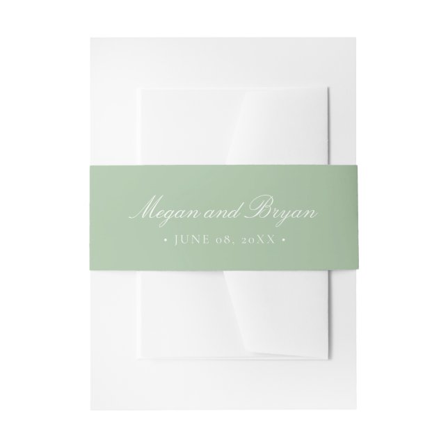 Bandeau De Faire-part Mariage Megan Elegant Simple Sage Green Names (Devant example)