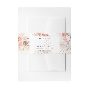 Bandeau De Faire-part Mariage minimal moderne texturé rose pâle