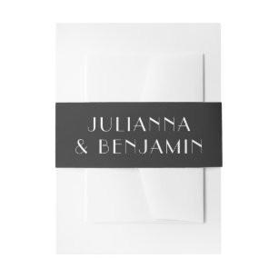 Bandeau De Faire-part Mariage Minimaliste Art Déco Noir et Blanc Vintage