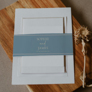 Bandeau De Faire-part Mariage Minimaliste Bleu Beige