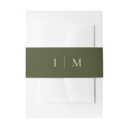 Bandeau De Faire-part Mariage minimaliste boho vert monogramme automnal
