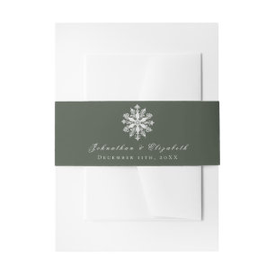 Bandeau De Faire-part Mariage minimaliste de flocon de neige   Green