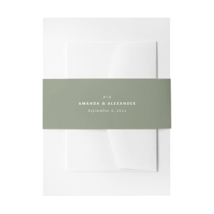 Bandeau De Faire-part Mariage minimaliste Dusty Sage Vert. Élégant netto
