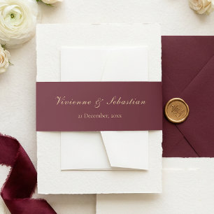 Bandeau De Faire-part Mariage minimaliste élégant bordeaux or