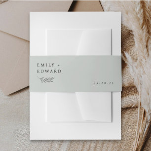 Bandeau De Faire-part Mariage Minimaliste Moderne Feuillage Vert Sauge D