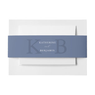 Bandeau De Faire-part Mariage Minimaliste Moderne Monogramme Bleu