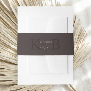 Bandeau De Faire-part Mariage minimaliste moderne monogramme marron