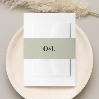 Bandeau De Faire-part Mariage minimaliste Monogramme Sauge Verte