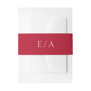 Bandeau De Faire-part Mariage Minimaliste Monogramme Simple Élégant Roug