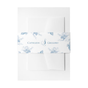 Bandeau De Faire-part Mariage Minimaliste Roses Blanches Bleu Poussiéreu