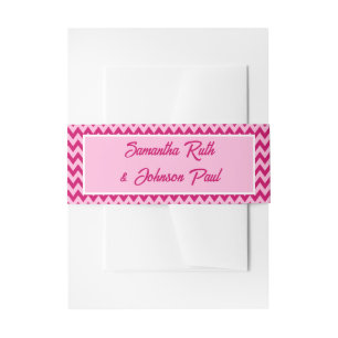Bandeau De Faire-part Mariage Moderne à Rayures Chevron Rose Pâle