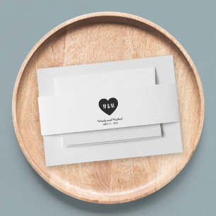 Bandeau De Faire-part Mariage Moderne au Coeur Monogramme