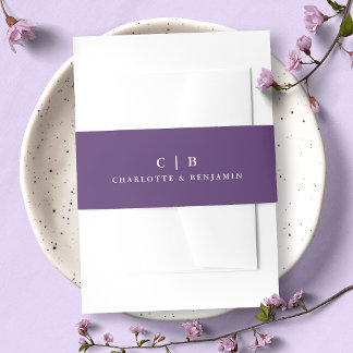 Bandeau De Faire-part Mariage moderne au monogramme et à la glycine viol