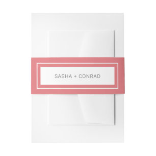 Bandeau De Faire-part Mariage Moderne avec Bordure Rose Corail Gras