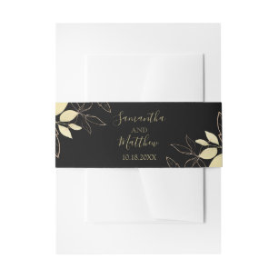 Bandeau De Faire-part Mariage Moderne avec Feuillage Classique Noir et O