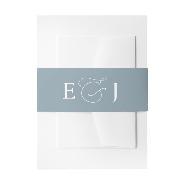 Bandeau De Faire-part Mariage Moderne Bleu Poussiéreux (Devant example)