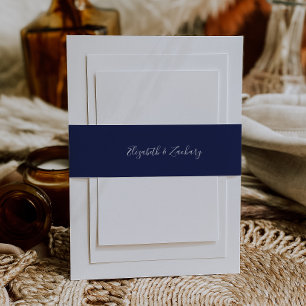 Bandeau De Faire-part Mariage Moderne Écriture Bleu Marine
