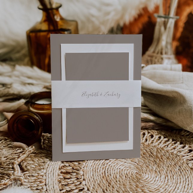 Bandeau De Faire-part Mariage Moderne Écriture Taupe (Créateur téléchargé)