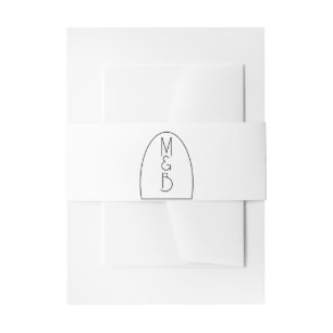 Bandeau De Faire-part Mariage moderne initial noir blanc avec arche 