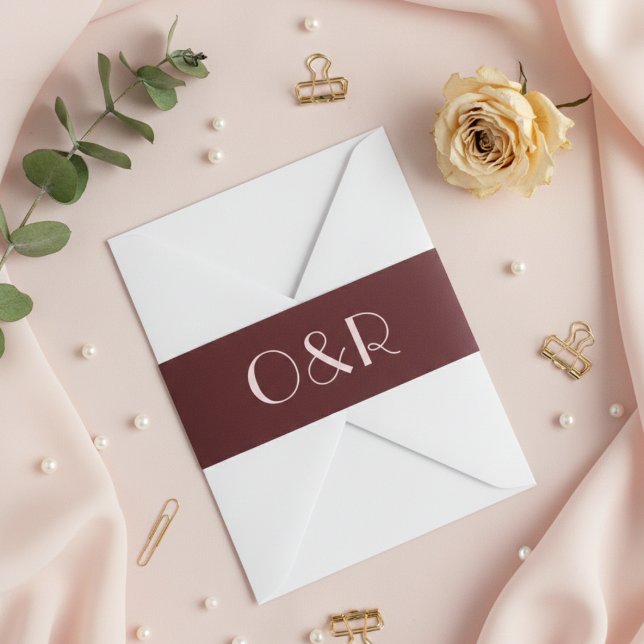 Bandeau De Faire-part Mariage moderne marron et rose pâle (Créateur téléchargé)