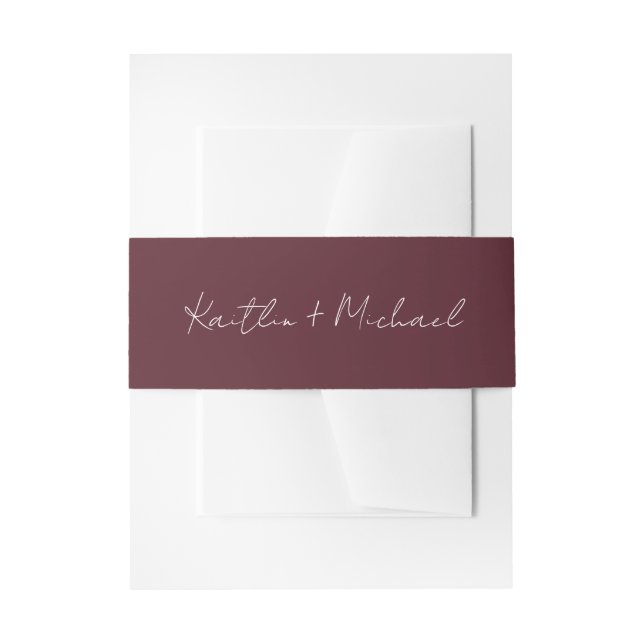 Bandeau De Faire-part Mariage Moderne Merlot Écriture Manuscrite (Devant example)