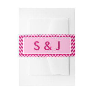 Bandeau De Faire-part Mariage Moderne Monogramme Chevron Rose Pâle